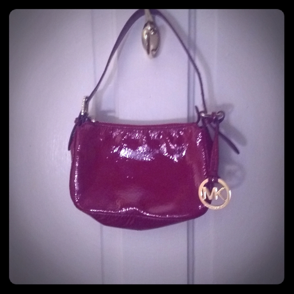 Micheal Kors Red Parent Leather Purse